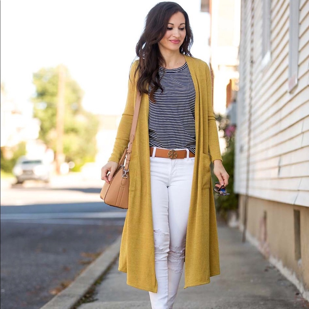 LuLaRoe Sarah duster cardigan in mustard yellow!